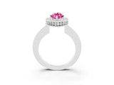 White gold Marquise Cut Halo Diamond Engagement Ring with Milgrain Pave Band and Four-Prong Setting_3