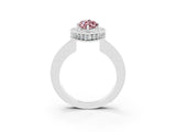 White gold Marquise Cut Halo Diamond Engagement Ring with Milgrain Pave Band and Four-Prong Setting_3