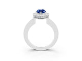 White gold Marquise Cut Halo Diamond Engagement Ring with Milgrain Pave Band and Four-Prong Setting_3