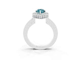 White gold Marquise Cut Halo Diamond Engagement Ring with Milgrain Pave Band and Four-Prong Setting_3
