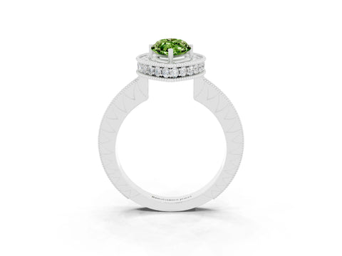 White gold Marquise Cut Halo Diamond Engagement Ring with Milgrain Pave Band and Four-Prong Setting_3