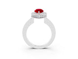 White gold Marquise Cut Halo Diamond Engagement Ring with Milgrain Pave Band and Four-Prong Setting_3