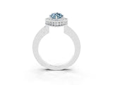 White gold Marquise Cut Halo Diamond Engagement Ring with Milgrain Pave Band and Four-Prong Setting_3