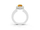White gold Marquise Cut Halo Diamond Engagement Ring with Milgrain Pave Band and Four-Prong Setting_3