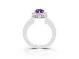 White gold Marquise Cut Halo Diamond Engagement Ring with Milgrain Pave Band and Four-Prong Setting_3