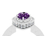 White gold Marquise Cut Halo Diamond Engagement Ring with Milgrain Pave Band and Four-Prong Setting_4