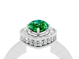 White gold Marquise Cut Halo Diamond Engagement Ring with Milgrain Pave Band and Four-Prong Setting_4