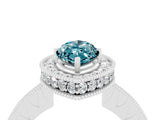 White gold Marquise Cut Halo Diamond Engagement Ring with Milgrain Pave Band and Four-Prong Setting_4
