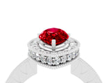 White gold Marquise Cut Halo Diamond Engagement Ring with Milgrain Pave Band and Four-Prong Setting_4