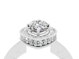 White gold Marquise Cut Halo Diamond Engagement Ring with Milgrain Pave Band and Four-Prong Setting_4