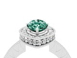 White gold Marquise Cut Halo Diamond Engagement Ring with Milgrain Pave Band and Four-Prong Setting_4
