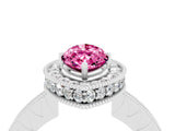 White gold Marquise Cut Halo Diamond Engagement Ring with Milgrain Pave Band and Four-Prong Setting_4