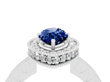 White gold Marquise Cut Halo Diamond Engagement Ring with Milgrain Pave Band and Four-Prong Setting_4