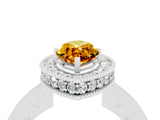 White gold Marquise Cut Halo Diamond Engagement Ring with Milgrain Pave Band and Four-Prong Setting_4