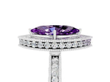 White gold Marquise Cut Halo Diamond Engagement Ring with Milgrain Pave Band and Four-Prong Setting_5