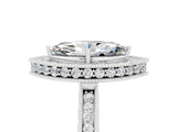 White gold Marquise Cut Halo Diamond Engagement Ring with Milgrain Pave Band and Four-Prong Setting_5