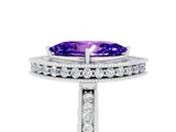 White gold Marquise Cut Halo Diamond Engagement Ring with Milgrain Pave Band and Four-Prong Setting_5
