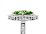 White gold Marquise Cut Halo Diamond Engagement Ring with Milgrain Pave Band and Four-Prong Setting_5