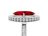 White gold Marquise Cut Halo Diamond Engagement Ring with Milgrain Pave Band and Four-Prong Setting_5