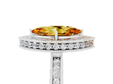 White gold Marquise Cut Halo Diamond Engagement Ring with Milgrain Pave Band and Four-Prong Setting_5