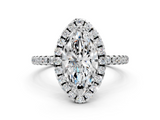 White gold Marquise Cut Halo Diamond Engagement Ring with Pave Band and Four-Prong Setting_20