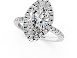 White gold Marquise Cut Halo Diamond Engagement Ring with Pave Band and Four-Prong Setting_21
