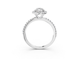 White gold Marquise Cut Halo Diamond Engagement Ring with Pave Band and Four-Prong Setting_24