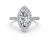 White gold Marquise Cut Halo Diamond Engagement Ring with Pave Band and Four-Prong Setting_57