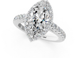 White gold Marquise Cut Halo Diamond Engagement Ring with Pave Band and Four-Prong Setting_58