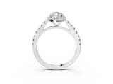 White gold Marquise Cut Halo Diamond Engagement Ring with Pave Band and Four-Prong Setting_60