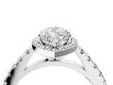 White gold Marquise Cut Halo Diamond Engagement Ring with Pave Band and Four-Prong Setting_61