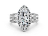White gold Marquise Cut Halo Diamond Engagement Ring with Split Shank and Four-Prong Setting_25