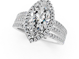 White gold Marquise Cut Halo Diamond Engagement Ring with Split Shank and Four-Prong Setting_27