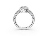 White gold Marquise Cut Halo Diamond Pave Band Ring with Four-Prong Setting_107