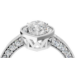 White gold Marquise Cut Halo Diamond Pave Band Ring with Four-Prong Setting_108