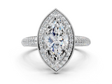 White gold Marquise Cut Halo Diamond Pave Band with Four-Prong Setting_60