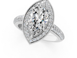 White gold Marquise Cut Halo Diamond Pave Band with Four-Prong Setting_61