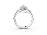 White gold Marquise Cut Halo Diamond Pave Band with Four-Prong Setting_63