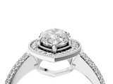 White gold Marquise Cut Halo Diamond Pave Band with Four-Prong Setting_64