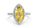 White gold Marquise Cut Halo Diamond Pave Band with Prong Setting
