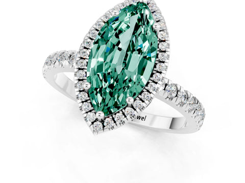 White gold Marquise Cut Halo Diamond Pave Band with Prong Setting_1