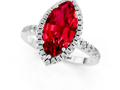 White gold Marquise Cut Halo Diamond Pave Band with Prong Setting_1