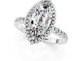 White gold Marquise Cut Halo Diamond Pave Band with Prong Setting_1