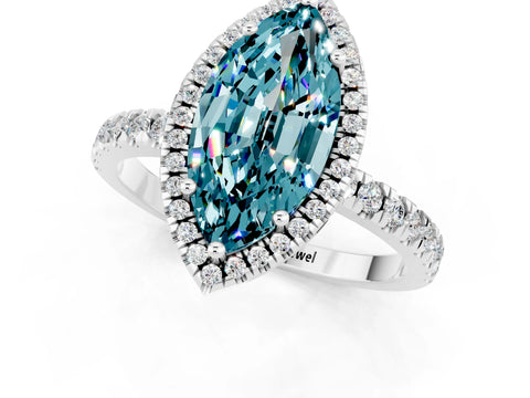White gold Marquise Cut Halo Diamond Pave Band with Prong Setting_1