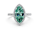 White gold Marquise Cut Halo Diamond Pave Band with Prong Setting