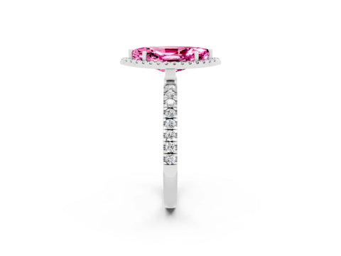 White gold Marquise Cut Halo Diamond Pave Band with Prong Setting_2