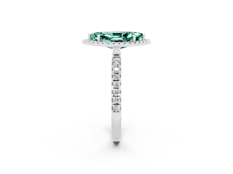 White gold Marquise Cut Halo Diamond Pave Band with Prong Setting_2
