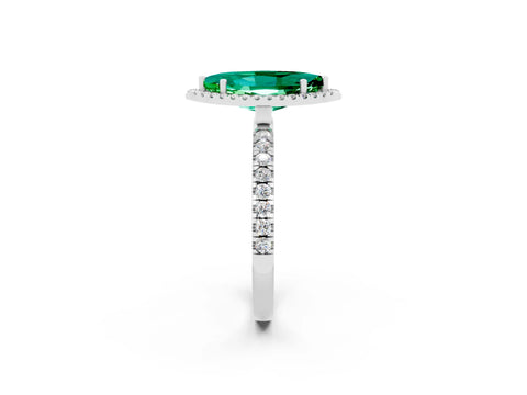 White gold Marquise Cut Halo Diamond Pave Band with Prong Setting_2
