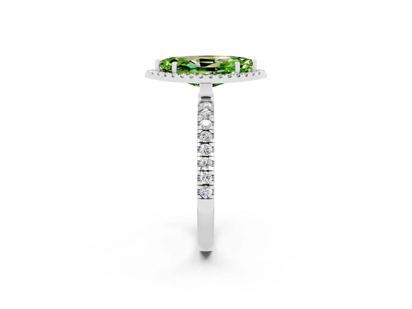 White gold Marquise Cut Halo Diamond Pave Band with Prong Setting