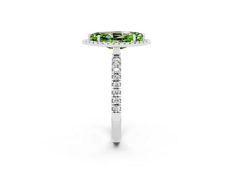 White gold Marquise Cut Halo Diamond Pave Band with Prong Setting_2